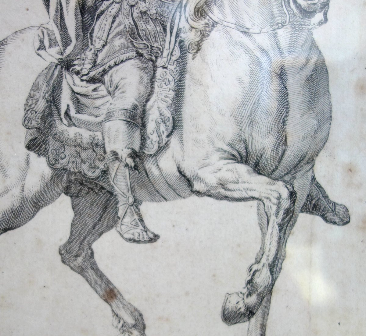 Portrait &eacute;questre de Louis XIV d'apr&egrave;s la statue de Girardon, gravure , XVIIIe si&egrave;cle-photo-2