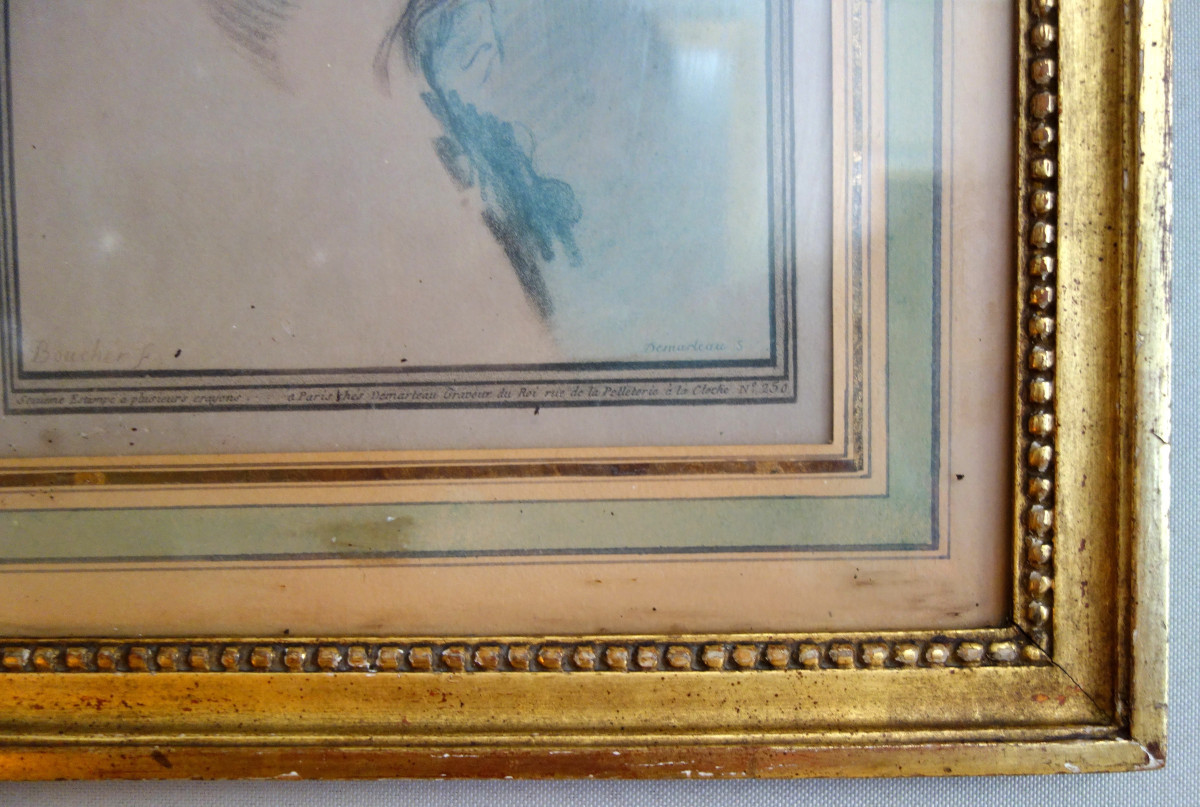 Demarteau d'après Boucher, paire de gravures à la manière du crayon - portraits de femmes 18e-photo-8