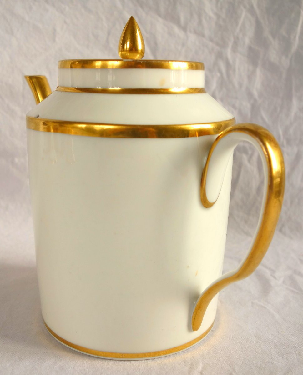 Empire Period Liter Teapot In Paris Porcelain Gilded With Fine Gold-photo-1