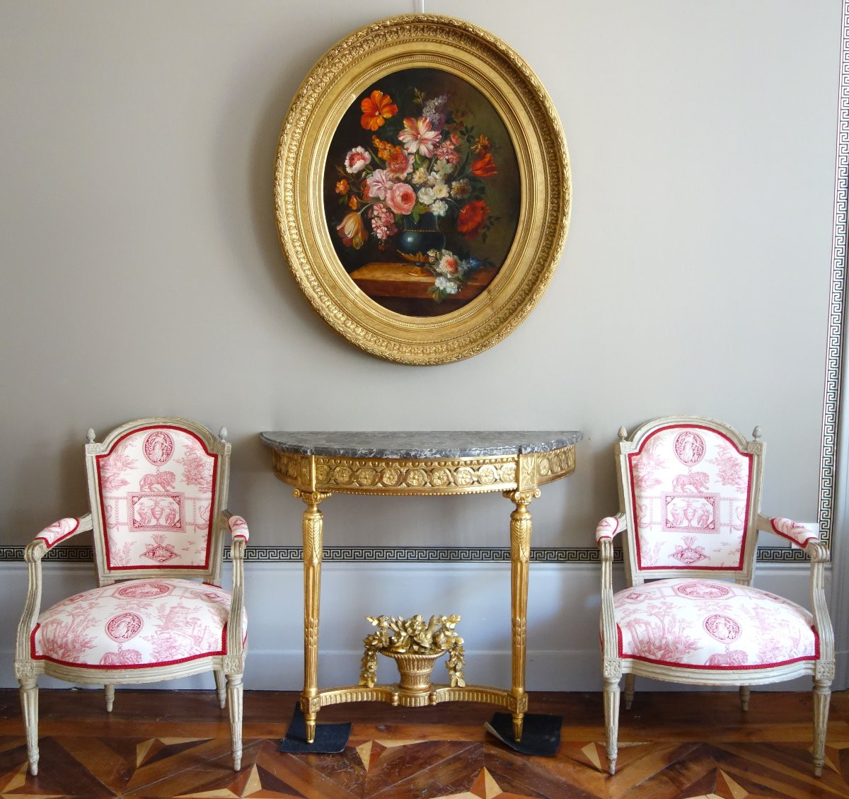 Console d'applique d'époque Louis XVI en bois sculpté et doré à la feuille d'or vers 1780-photo-8