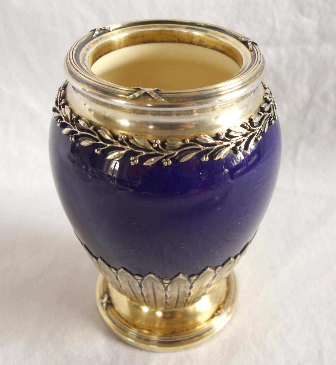 Choisy Le Roi - Louis XVI Style Earthenware Vase With Vermeil (gilt-plated Sterling Silver) Mount-photo-3