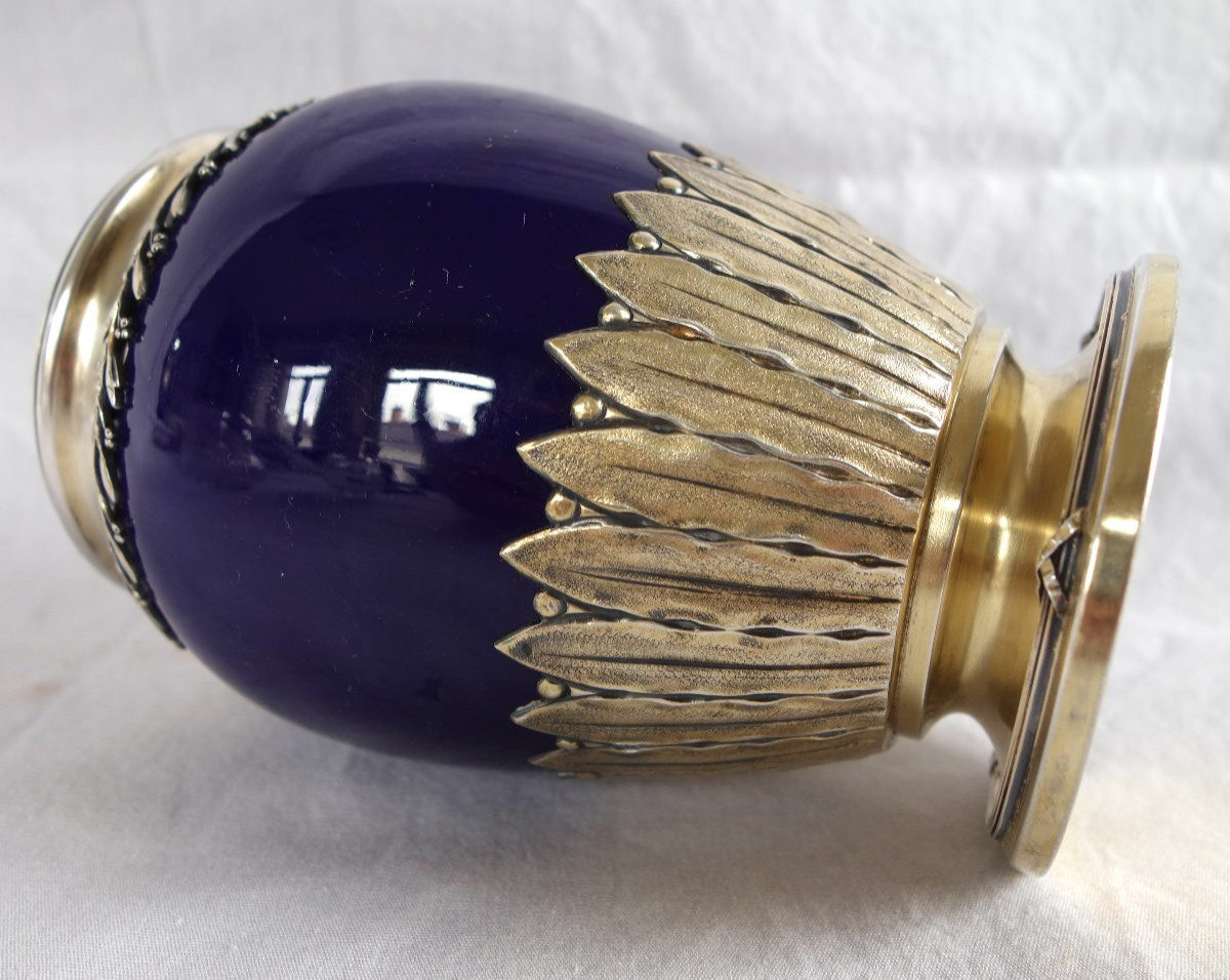 Choisy Le Roi - Louis XVI Style Earthenware Vase With Vermeil (gilt-plated Sterling Silver) Mount-photo-3