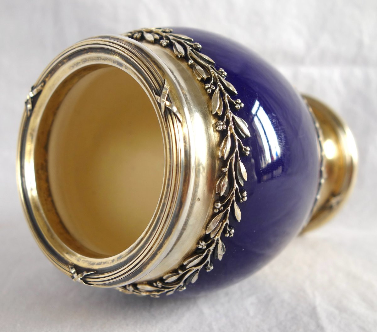 Choisy Le Roi - Louis XVI Style Earthenware Vase With Vermeil (gilt-plated Sterling Silver) Mount-photo-5