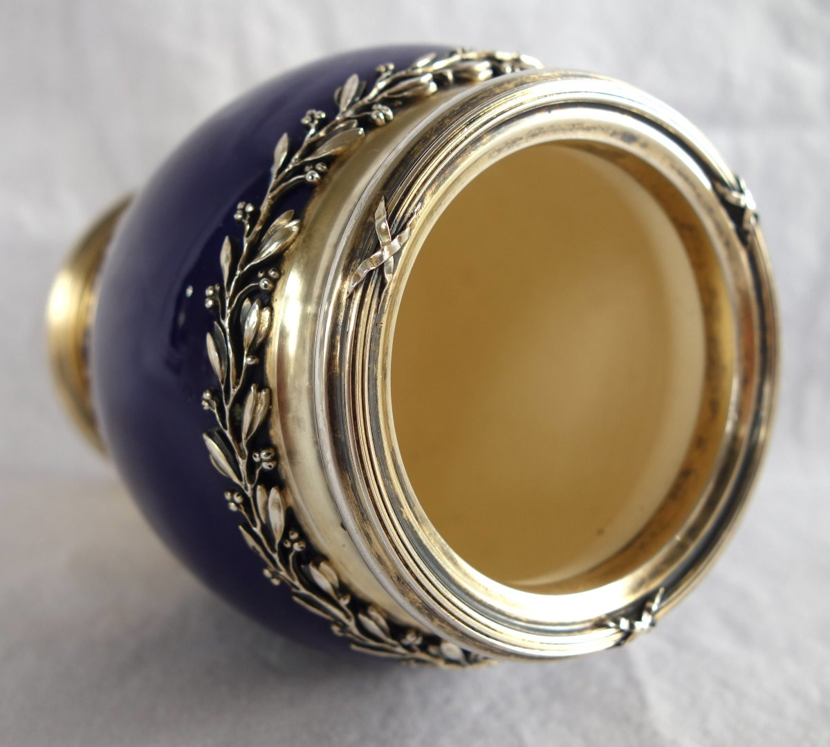 Choisy Le Roi - Louis XVI Style Earthenware Vase With Vermeil (gilt-plated Sterling Silver) Mount-photo-6