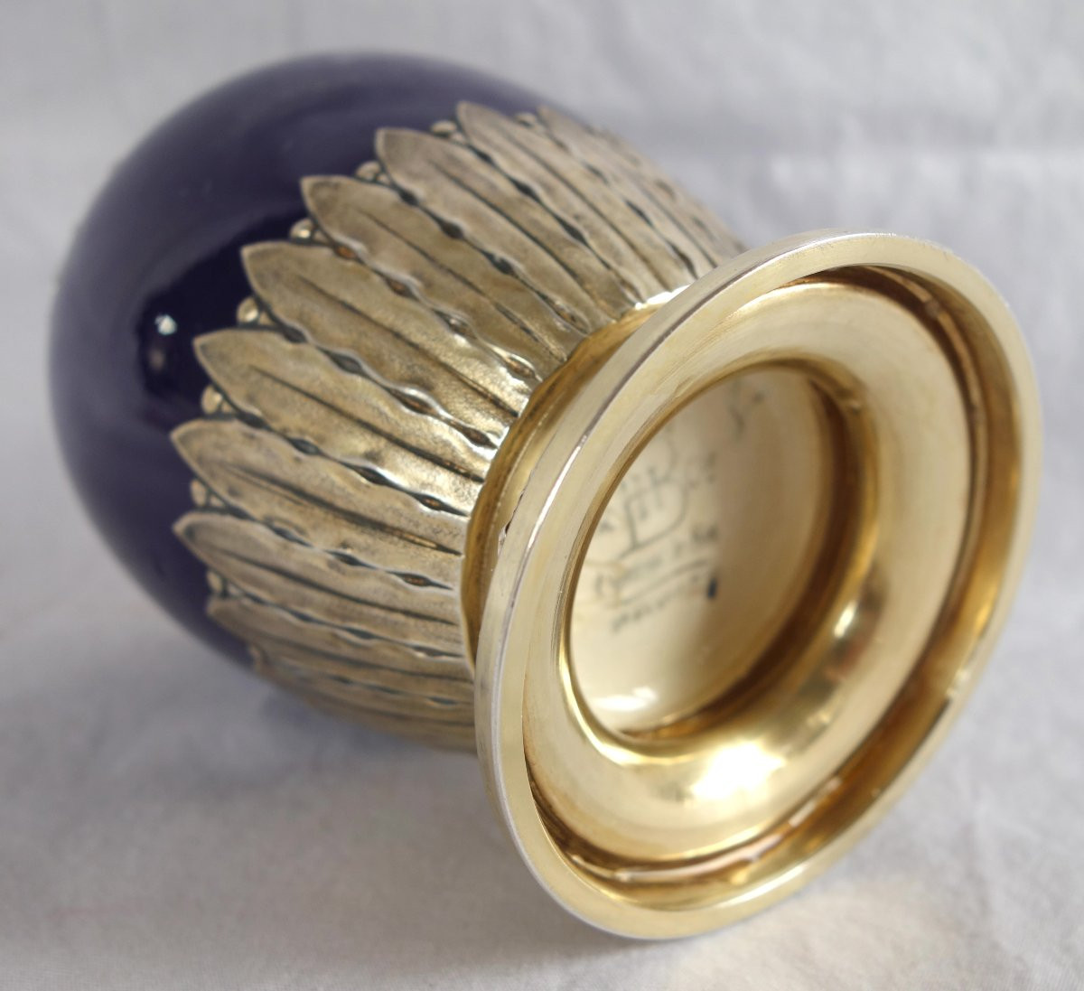 Choisy Le Roi - Louis XVI Style Earthenware Vase With Vermeil (gilt-plated Sterling Silver) Mount-photo-7