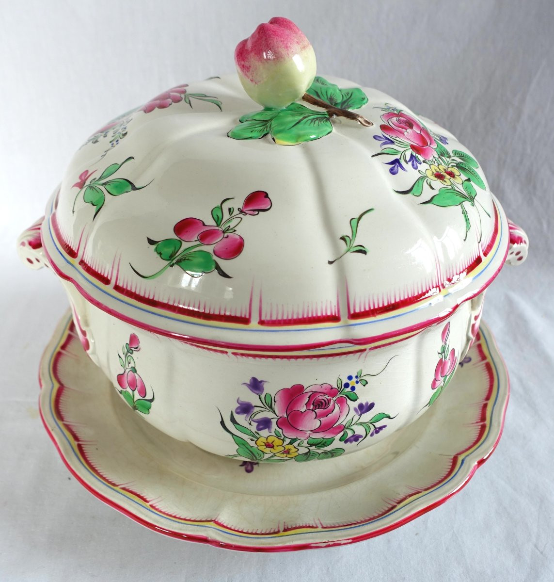 Lunéville - Soup Tureen And Stand In Polychrome Earthenware With Streetlamp Decoration - Signed-photo-4