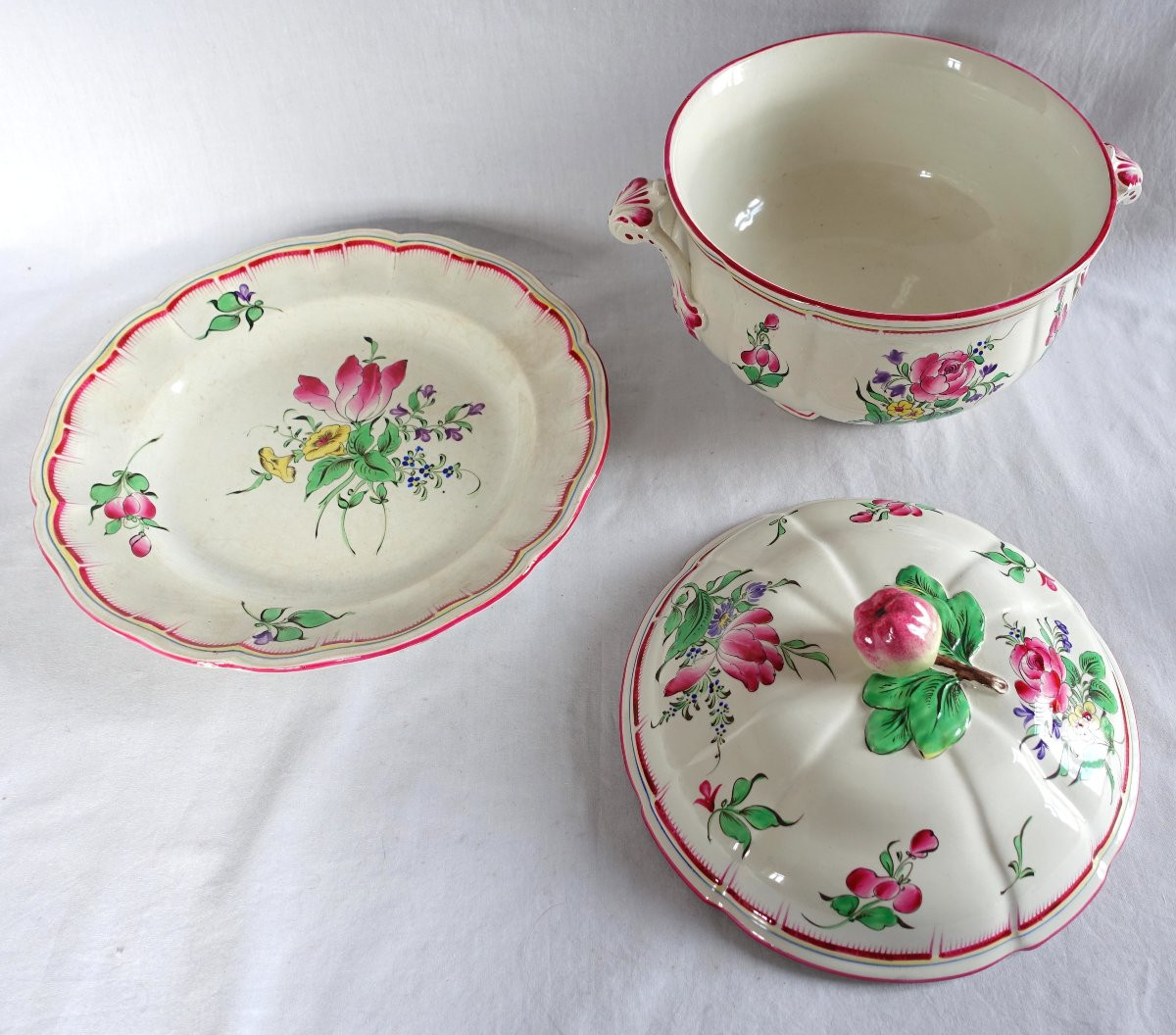 Lunéville - Soup Tureen And Stand In Polychrome Earthenware With Streetlamp Decoration - Signed-photo-5