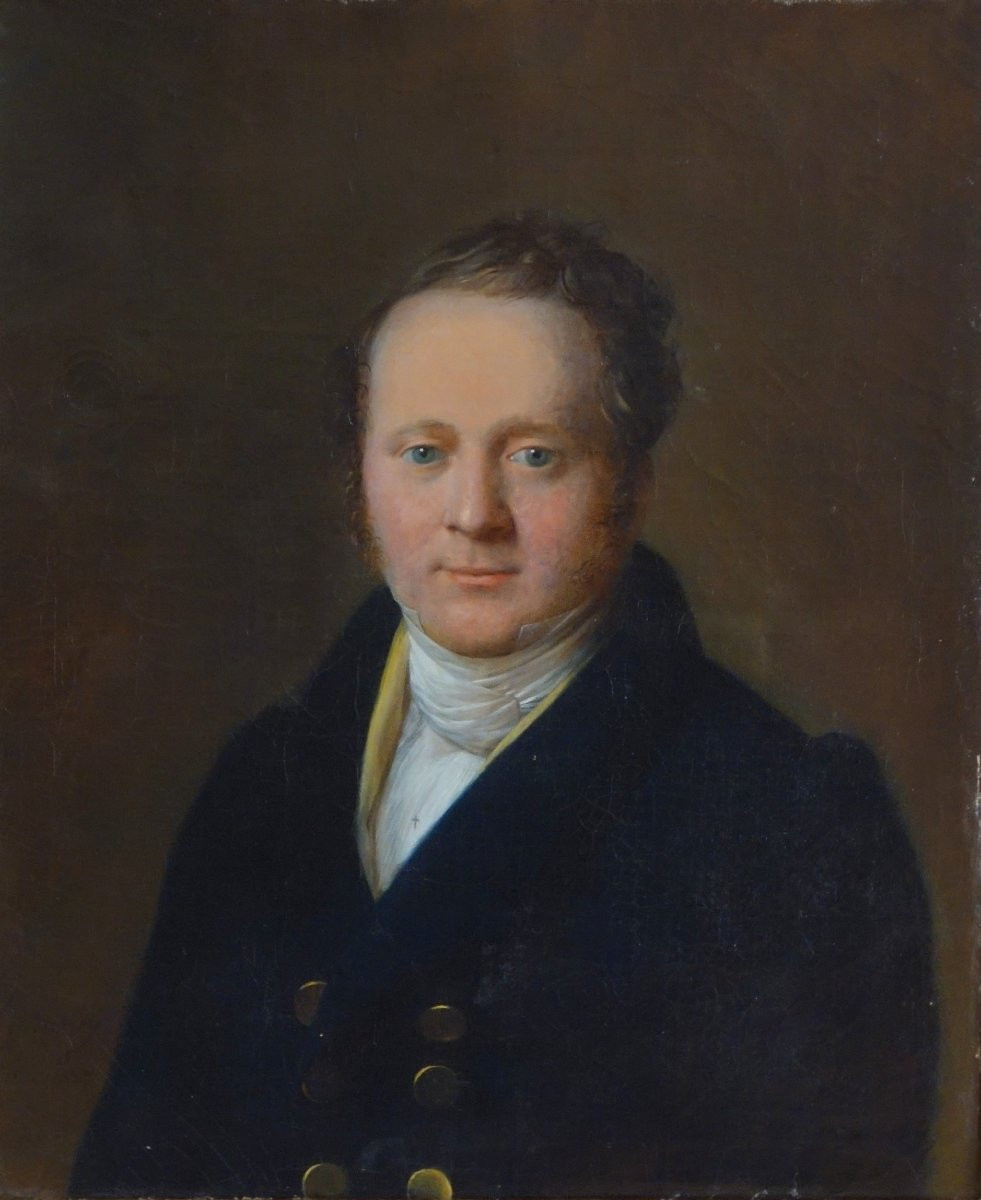 Jean Baptiste Garneray, Pupil Of David, Portrait Of A Man From The Restoration Period, Oil On Canvas-photo-2