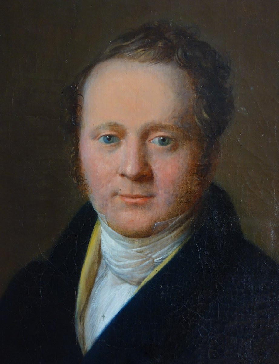 Jean Baptiste Garneray, Pupil Of David, Portrait Of A Man From The Restoration Period, Oil On Canvas-photo-2
