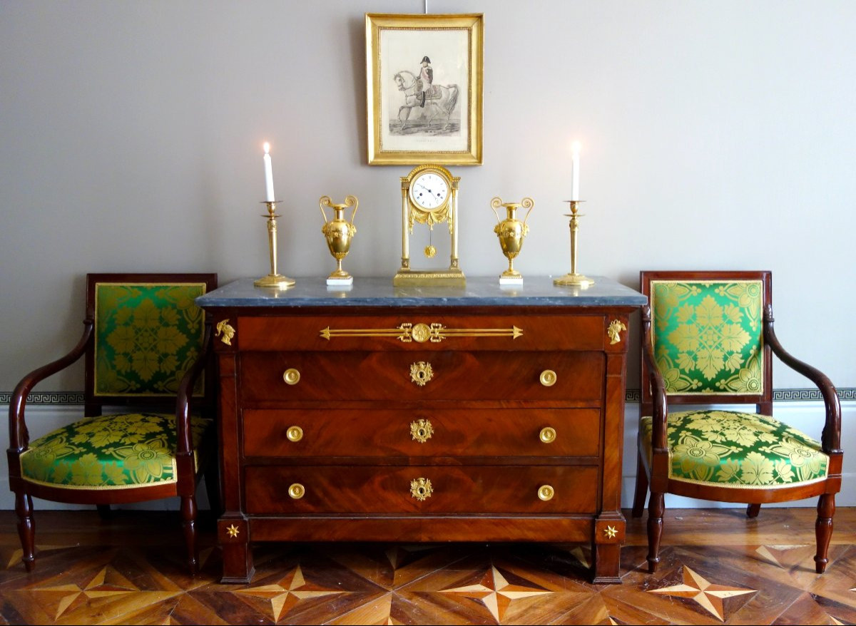 Napoleon On Horseback, Hand-colored Engraving After Carle Vernet - Empire Period Giltwood Frame-photo-6