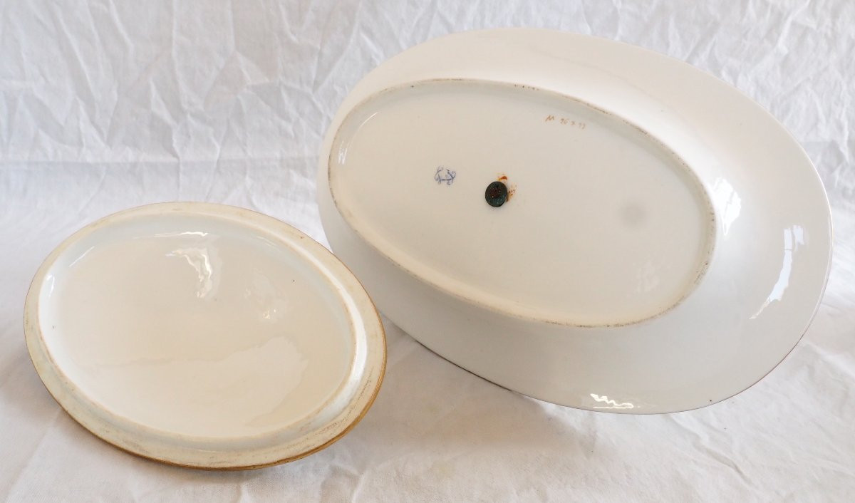 Sèvres - saucière Empire en porcelaine blanche dorée or fin - signée et datée 1820-photo-7