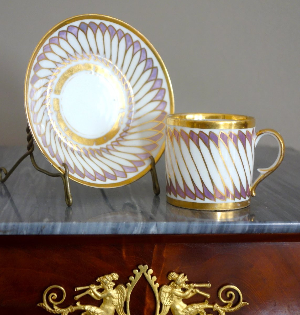 Dagoty : Paris Porcelain Empire Coffee Cups - Signed-photo-2