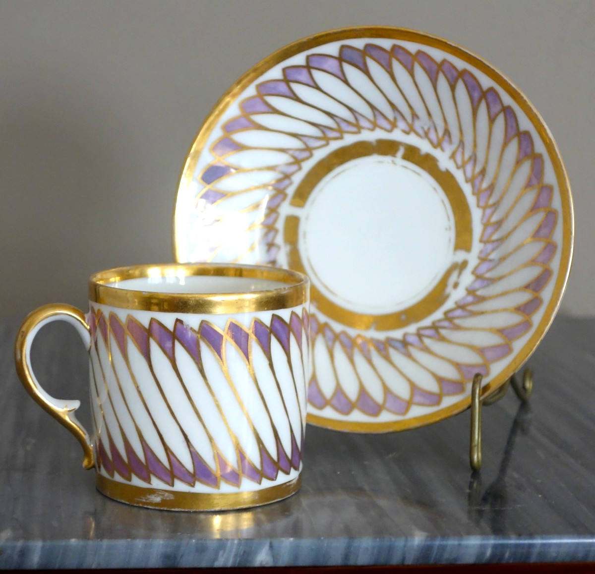 Dagoty : Paris Porcelain Empire Coffee Cups - Signed