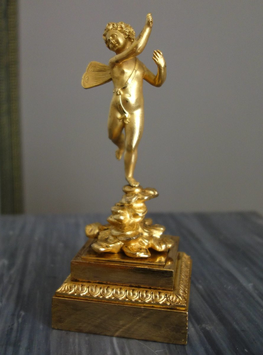 Statue de Zephir en bronze doré au mercure - époque Empire début 19e siècle-photo-2