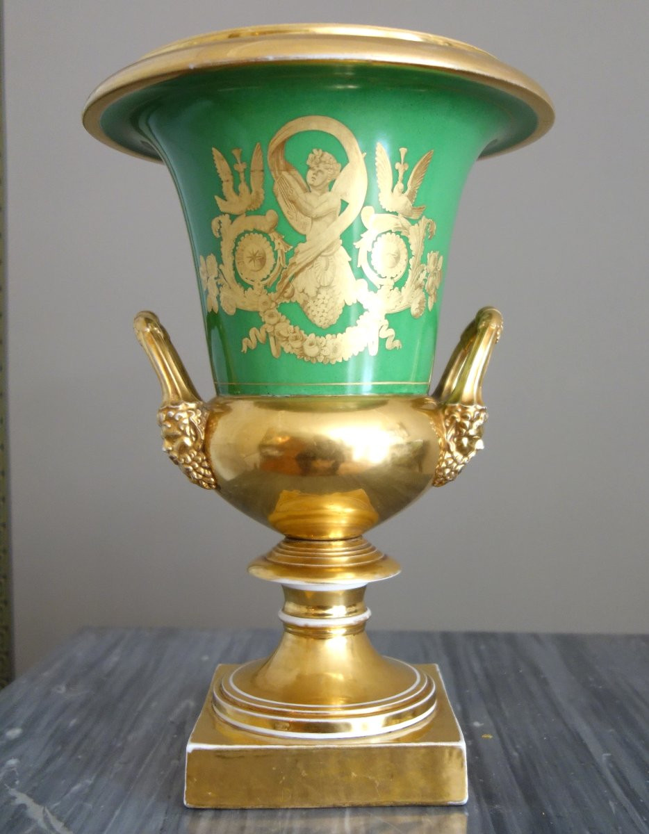 Large Medici Vase In Paris Porcelain - Empire Style, Restoration Period - 29cm-photo-1