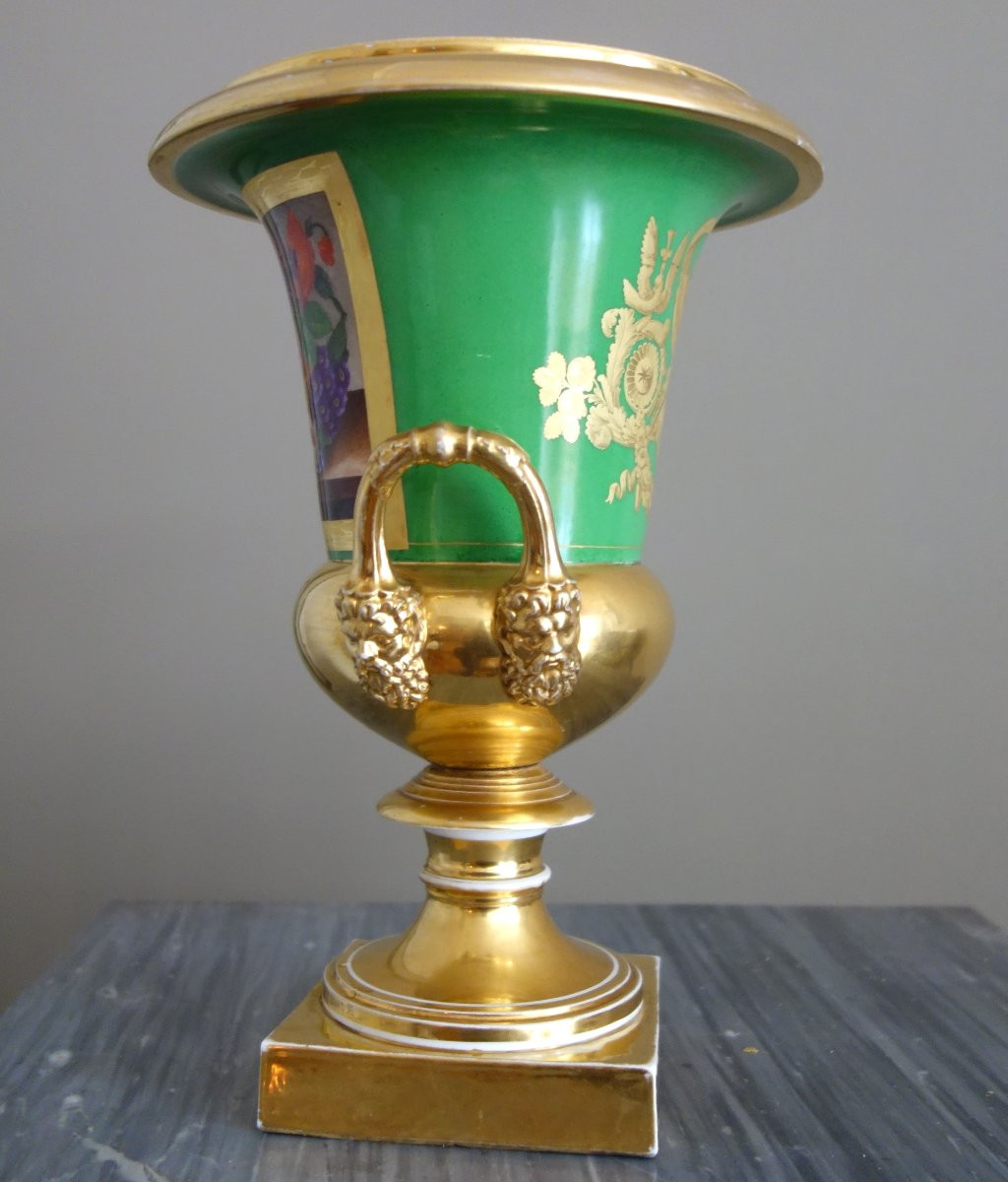 Large Medici Vase In Paris Porcelain - Empire Style, Restoration Period - 29cm-photo-2