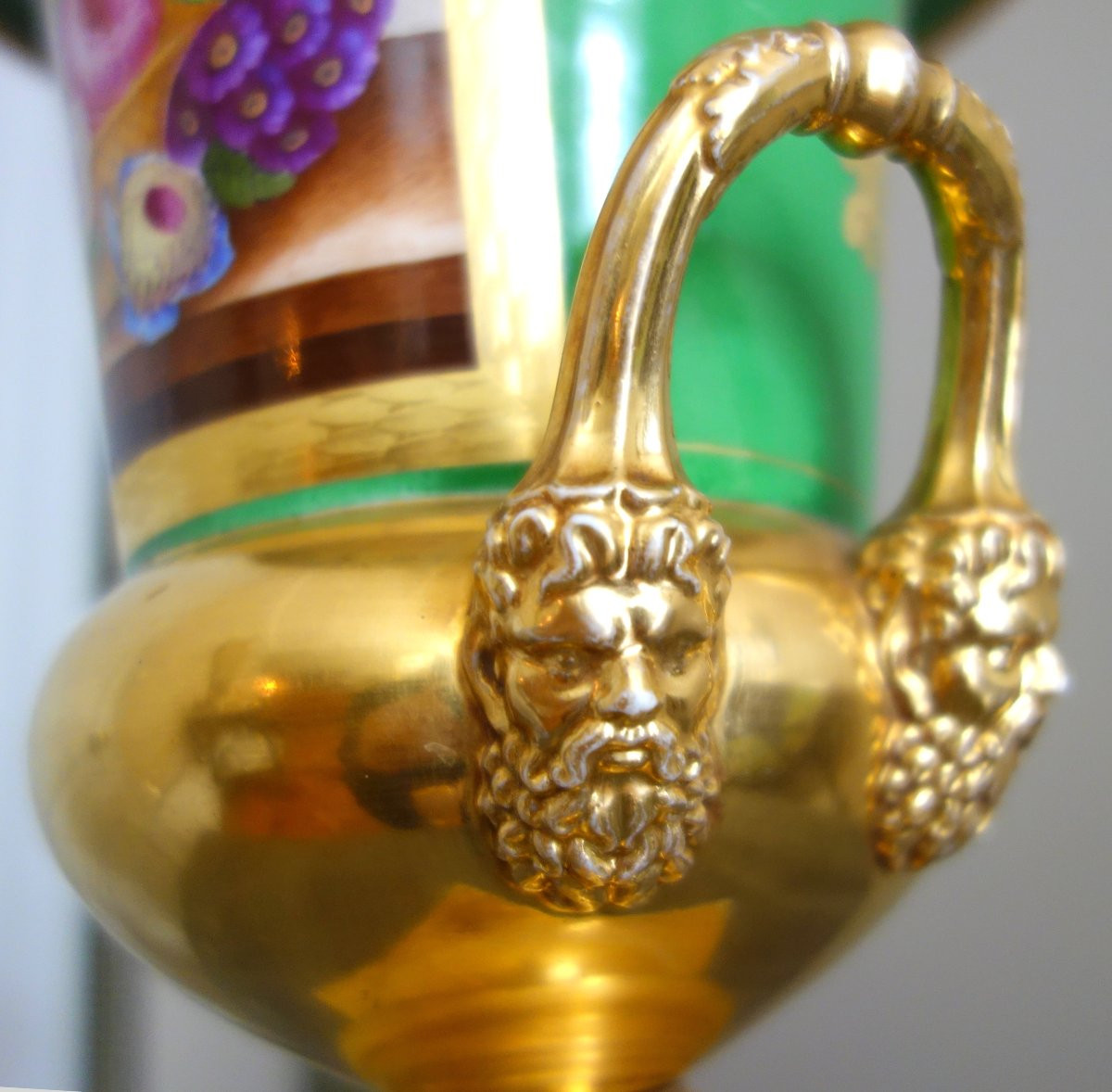 Large Medici Vase In Paris Porcelain - Empire Style, Restoration Period - 29cm-photo-5