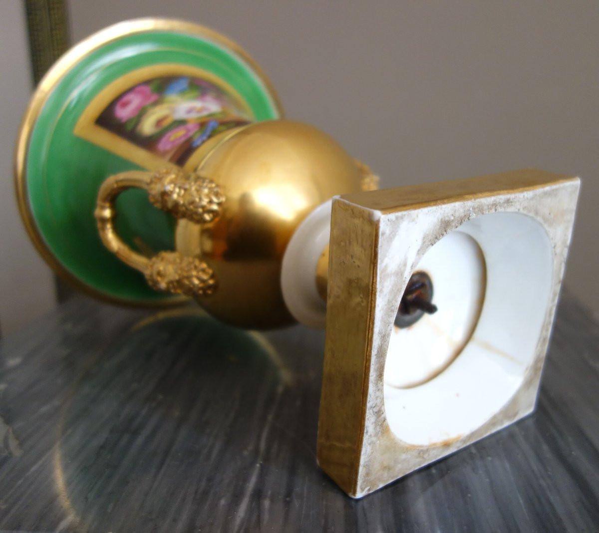 Large Medici Vase In Paris Porcelain - Empire Style, Restoration Period - 29cm-photo-7