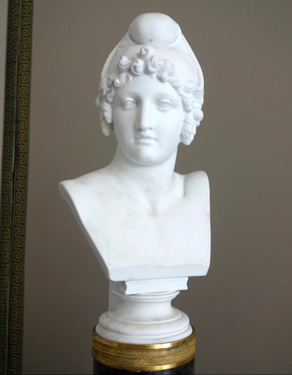 Sèvres - buste de Pâris d'après Canova en biscuit de Porcelaine et marbre - circa 1830-photo-3