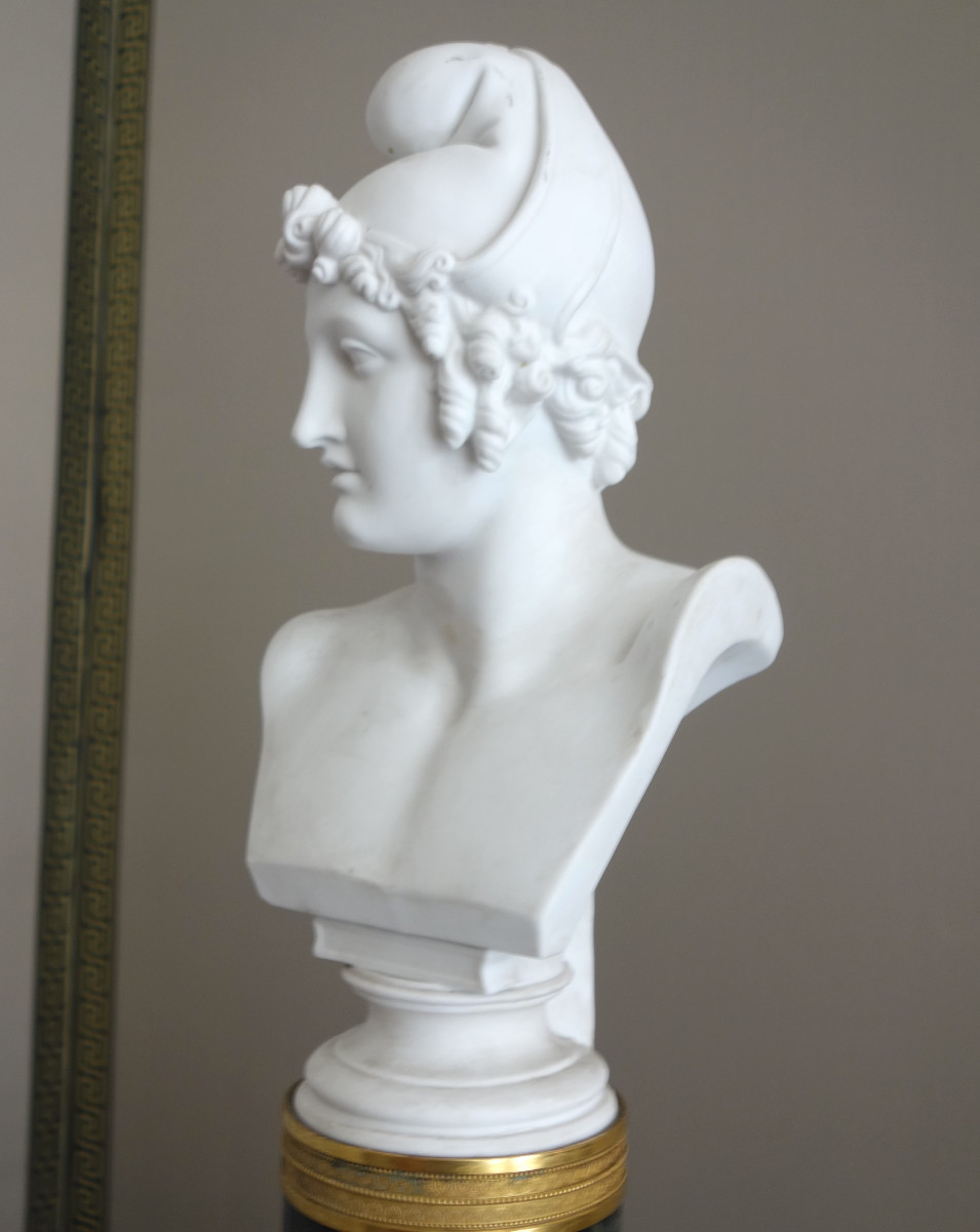 Sèvres - buste de Pâris d'après Canova en biscuit de Porcelaine et marbre - circa 1830-photo-4