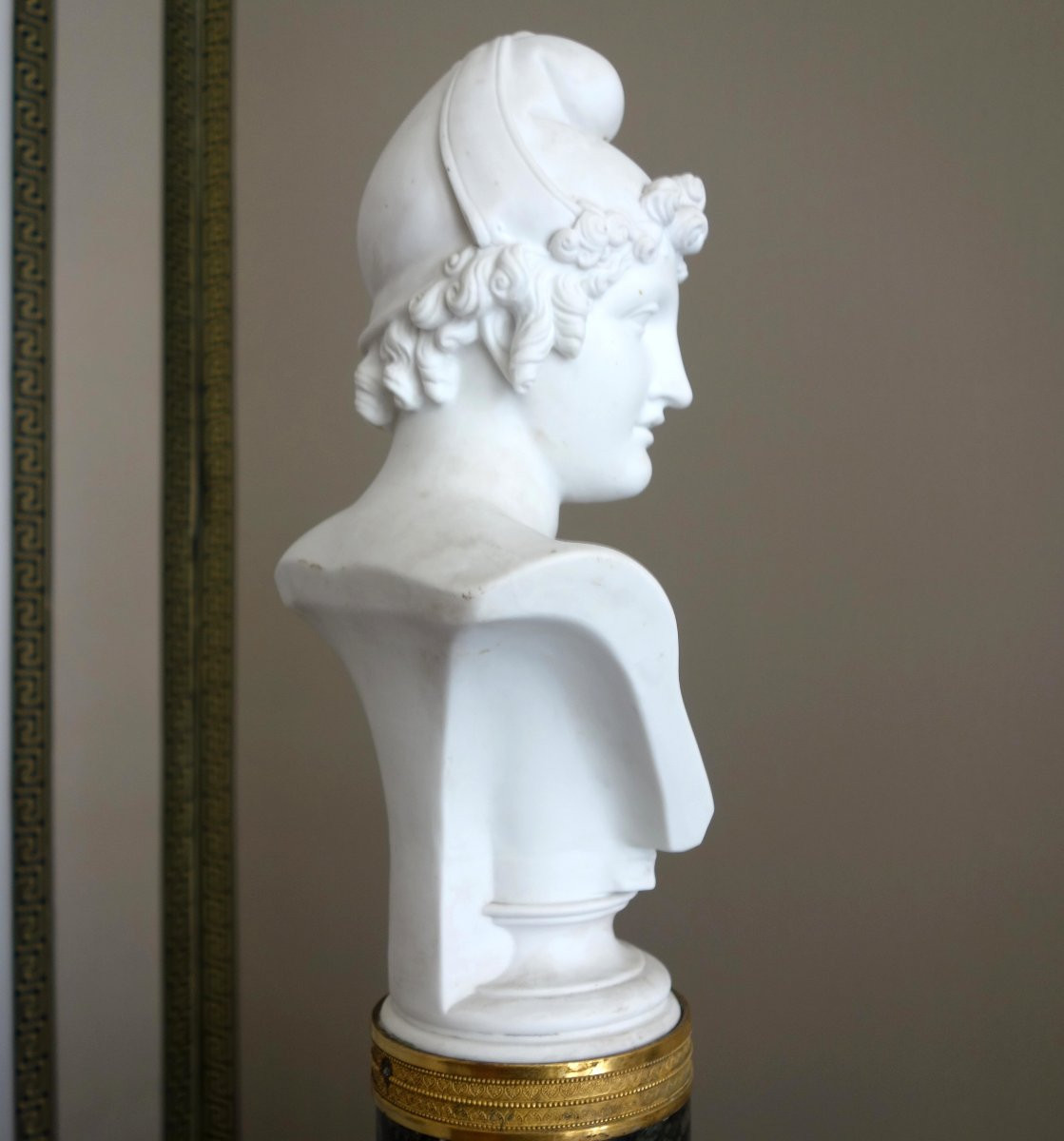 Sèvres - buste de Pâris d'après Canova en biscuit de Porcelaine et marbre - circa 1830-photo-3
