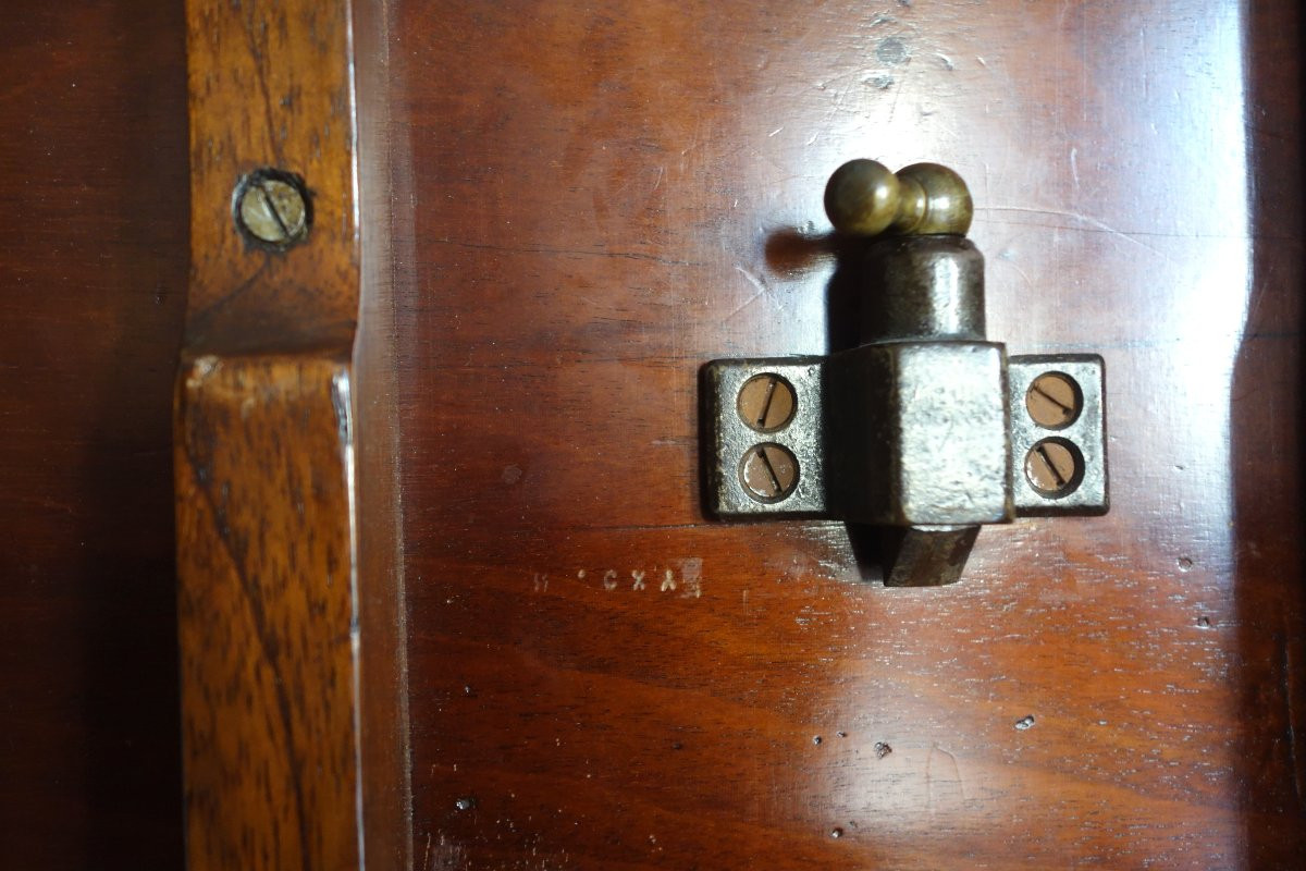 Canabas : guéridon basculant en acajou massif moucheté - époque Louis XVI-photo-3