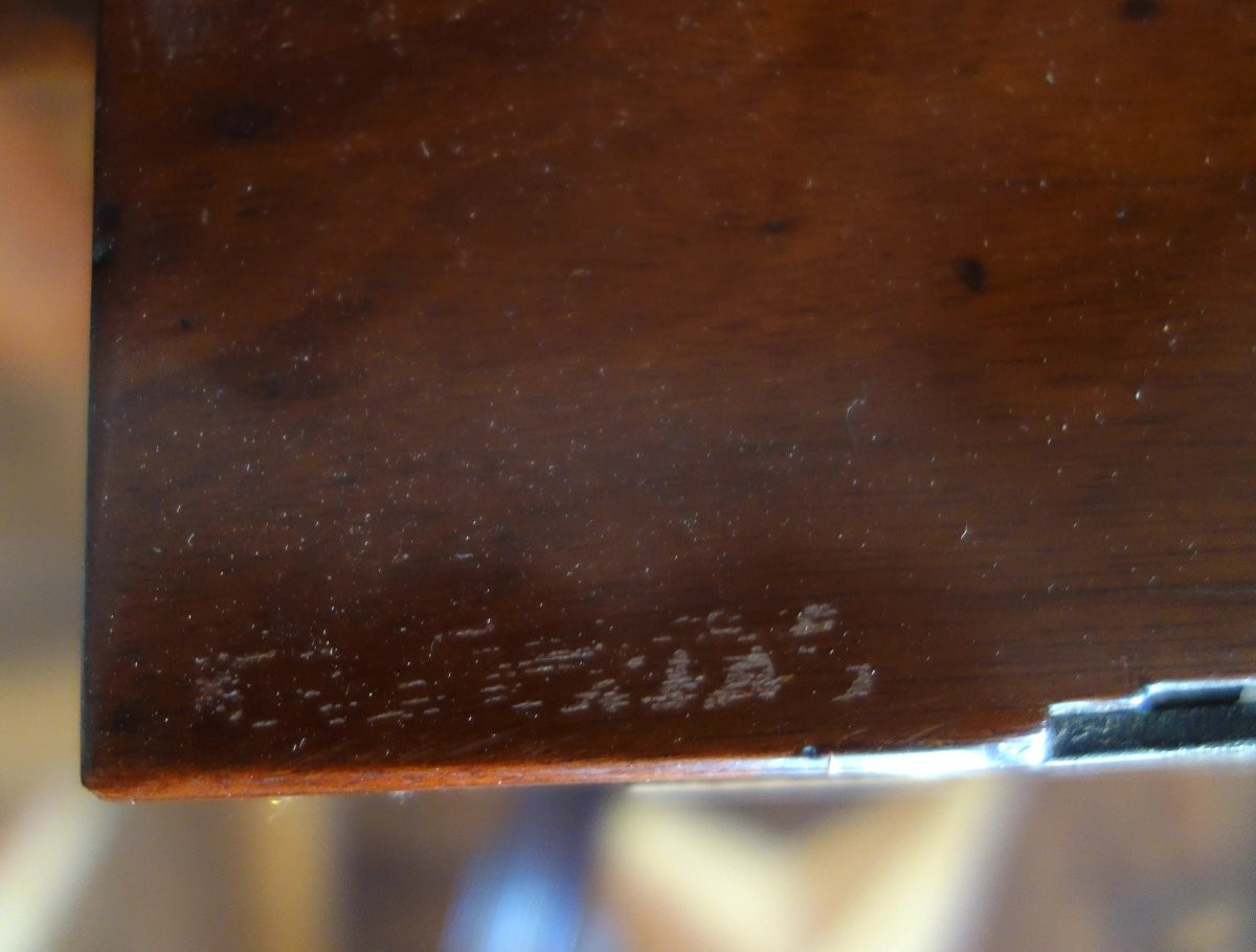 Canabas : guéridon basculant en acajou massif moucheté - époque Louis XVI-photo-4