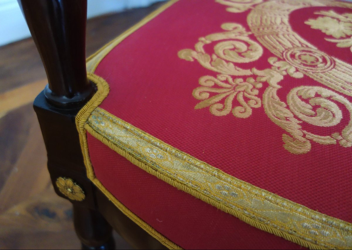 Jacob Desmalter - Empire Period Office Chair In Mahogany And Gilt Bronze-photo-6