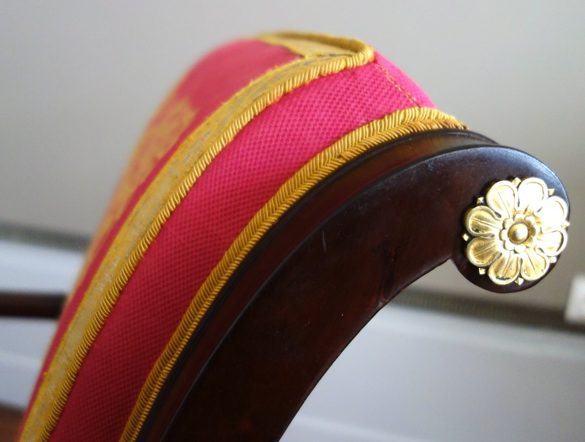 Jacob Desmalter - Empire Period Office Chair In Mahogany And Gilt Bronze-photo-7