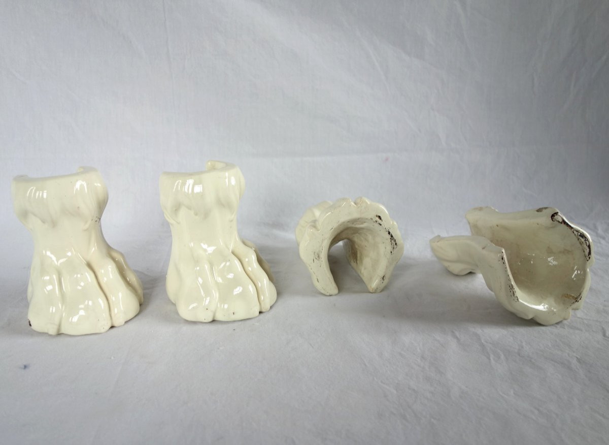 Set Of 4 Claw Feet For A 19th-century Earthenware Stove-photo-4