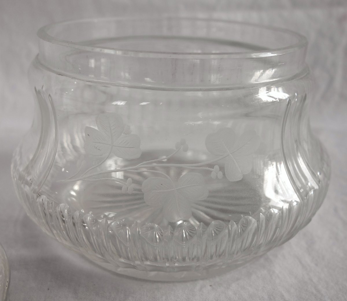 Baccarat - Bonbonnière en argent massif et cristal taillé gravé Art Nouveau - poinçon Minerve-photo-3