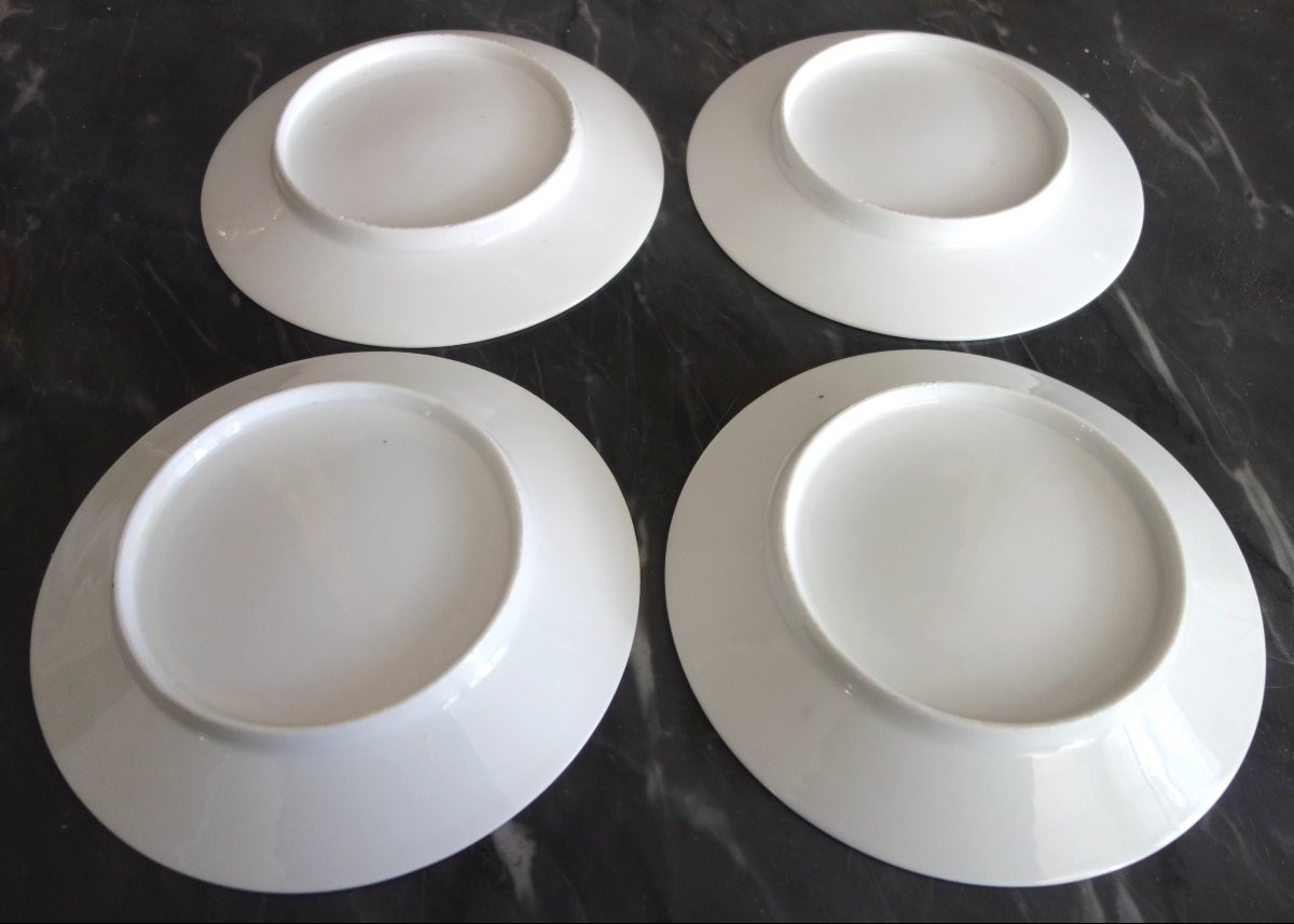 Série de 8 assiettes de table en porcelaine à filets or, fin XVIIIe siècle-photo-4