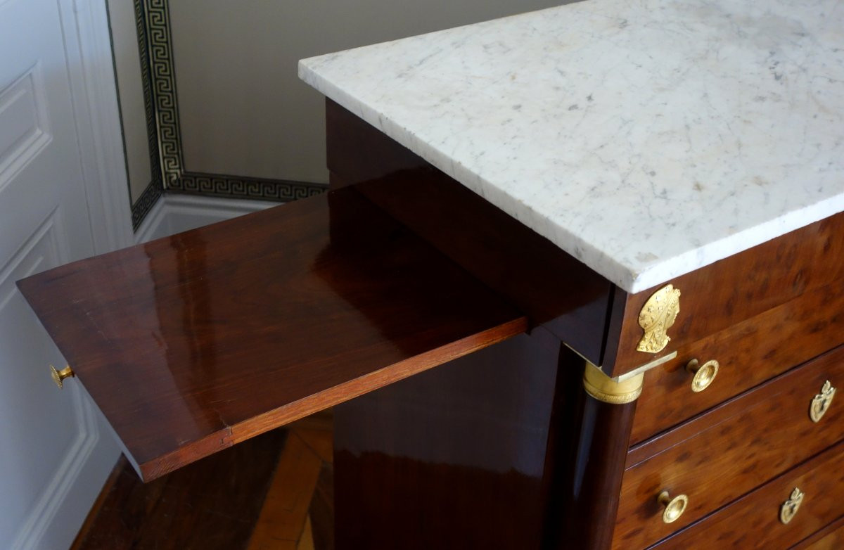 Molitor - commode secrétaire à secrets en acajou moucheté d'époque Empire, estampillée-photo-1