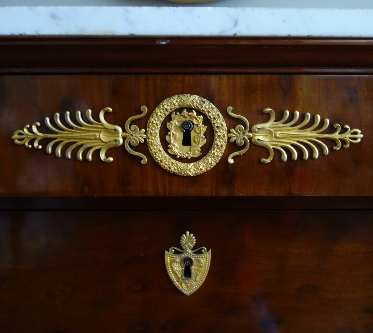 Molitor - commode secrétaire à secrets en acajou moucheté d'époque Empire, estampillée-photo-5