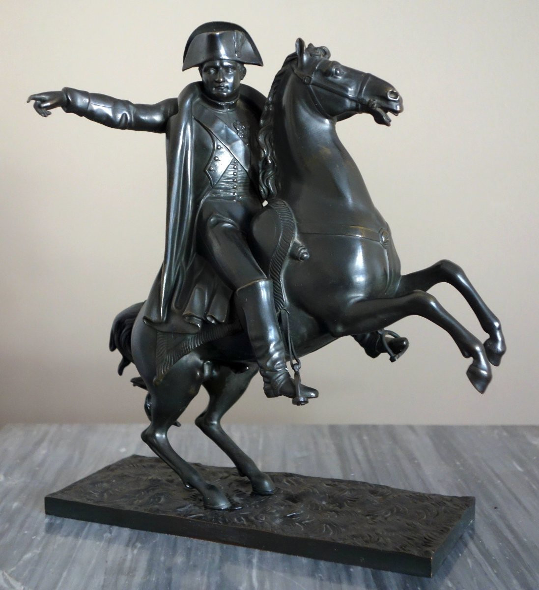 Emperor Napoleon On Horseback, Bronze With A Dark Brown Patina, Early 19th Century-photo-3