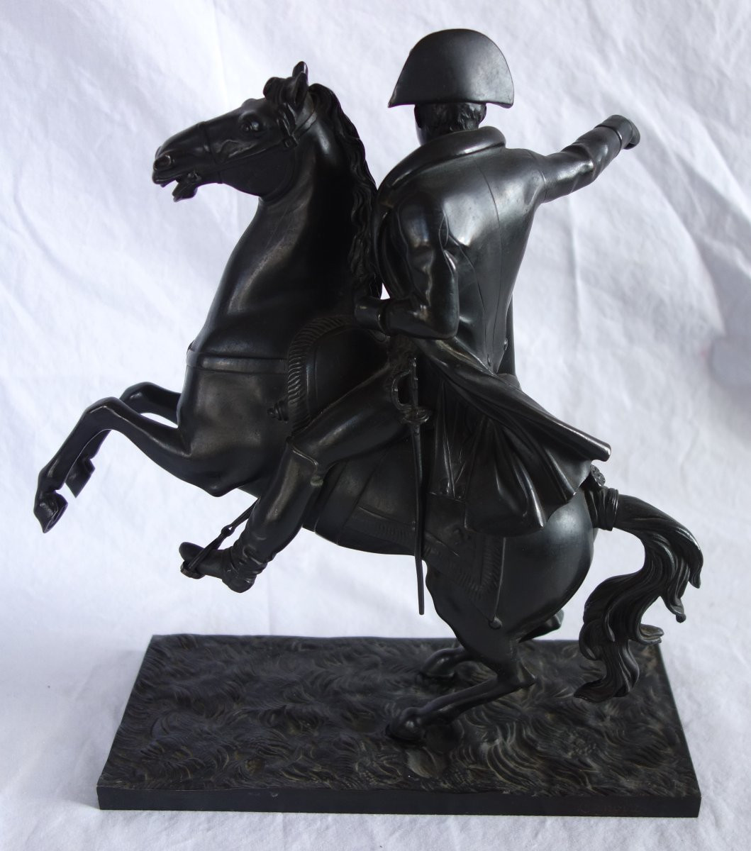 Emperor Napoleon On Horseback, Bronze With A Dark Brown Patina, Early 19th Century-photo-4