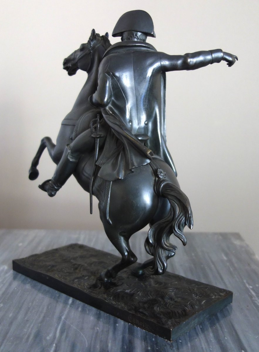 Emperor Napoleon On Horseback, Bronze With A Dark Brown Patina, Early 19th Century-photo-6