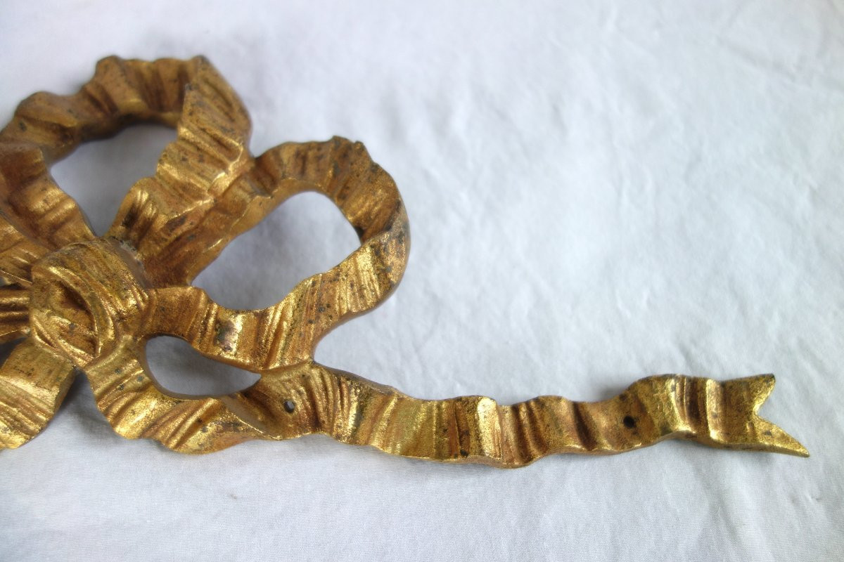 Paire de grands noeuds de ruban de style Louis XVI - ornement de meuble ou de cadre 36x12cm-photo-3