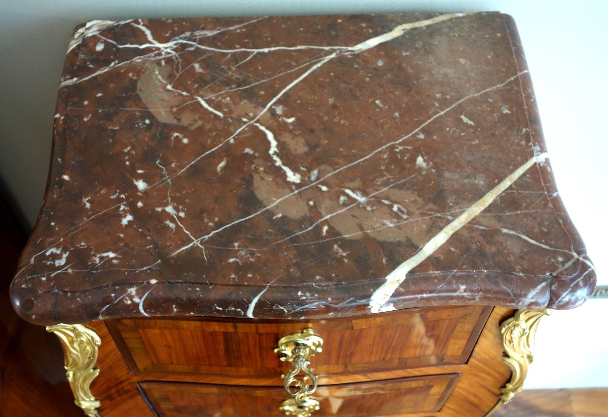 Paire de chiffonniers en marqueterie d'époque Louis XV - 18e siècle-photo-6