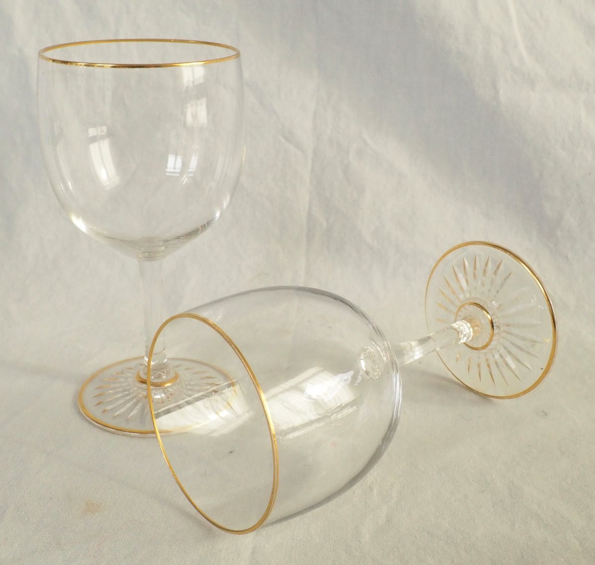 Baccarat - suite de 10 verres à porto en cristal taillé et doré or fin-photo-4