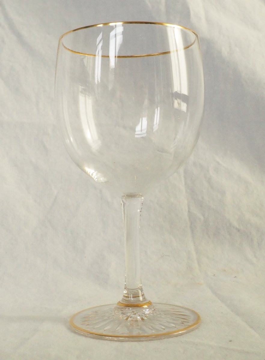 Baccarat - suite de 10 verres à porto en cristal taillé et doré or fin-photo-4