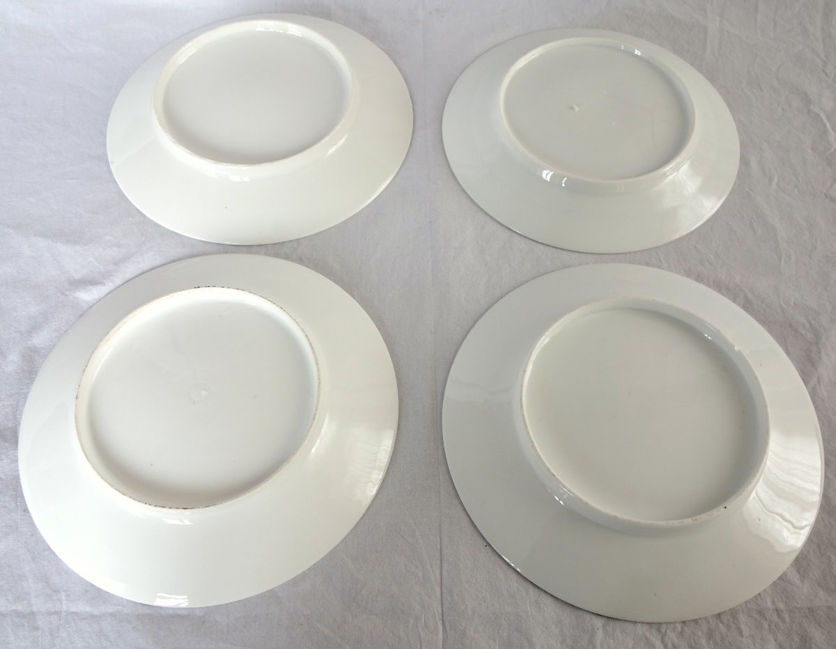 Service de 12 assiettes de table en porcelaine à filets or, fin XVIIIe siècle-photo-2