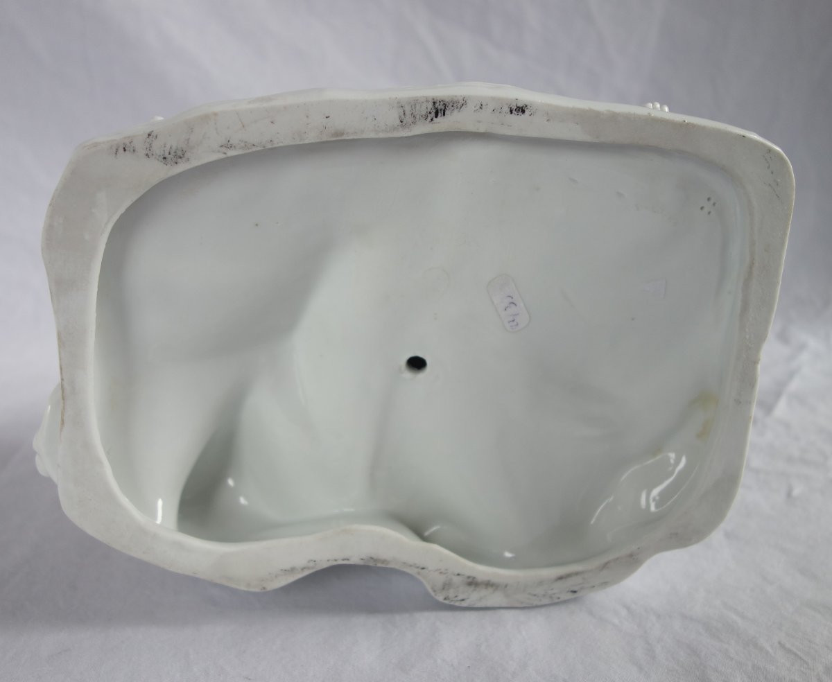 Capodimonte : scène galante du XVIIIe siècle d'après Boucher - groupe en porcelaine - signé-photo-6