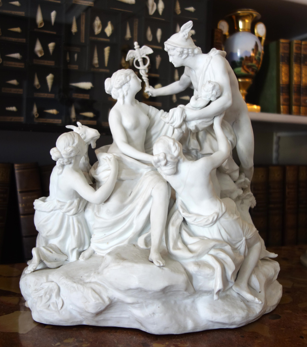Sèvres 18e siècle La Naissance de Bacchus - grand groupe en biscuit d'époque 18e siècle 