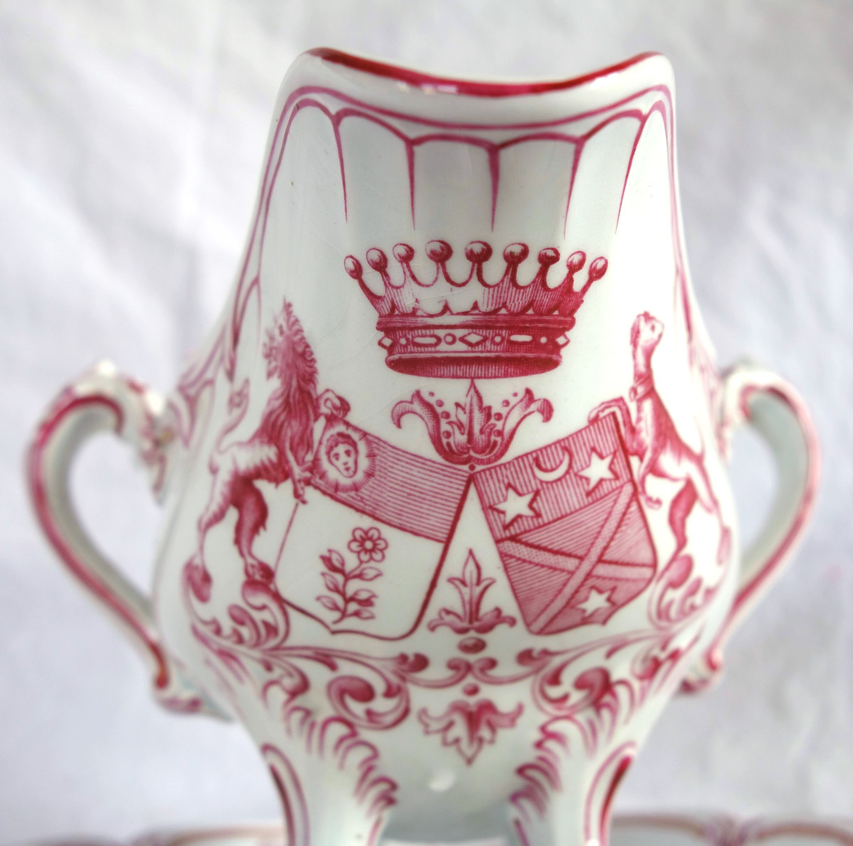 Luneville - Pair Of Earthenware Sauce Boats, Coat Of Arms And Crown Of Count - 19th Century-photo-2