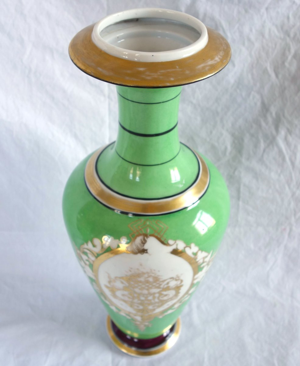 Pair Of Tall Ornamental Paris Porcelain Vases, Napoleon III Period-photo-3