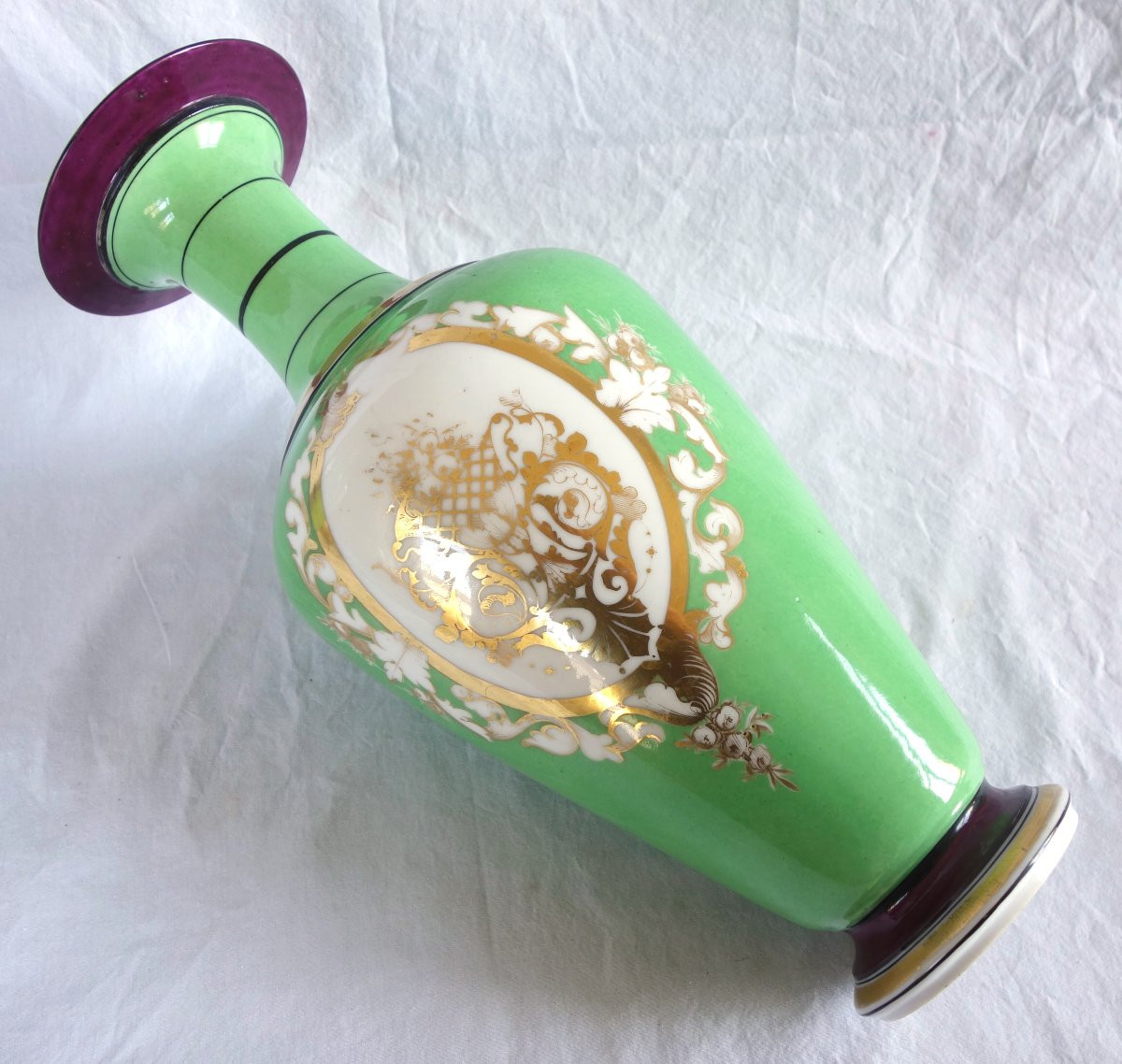 Pair Of Tall Ornamental Paris Porcelain Vases, Napoleon III Period-photo-5