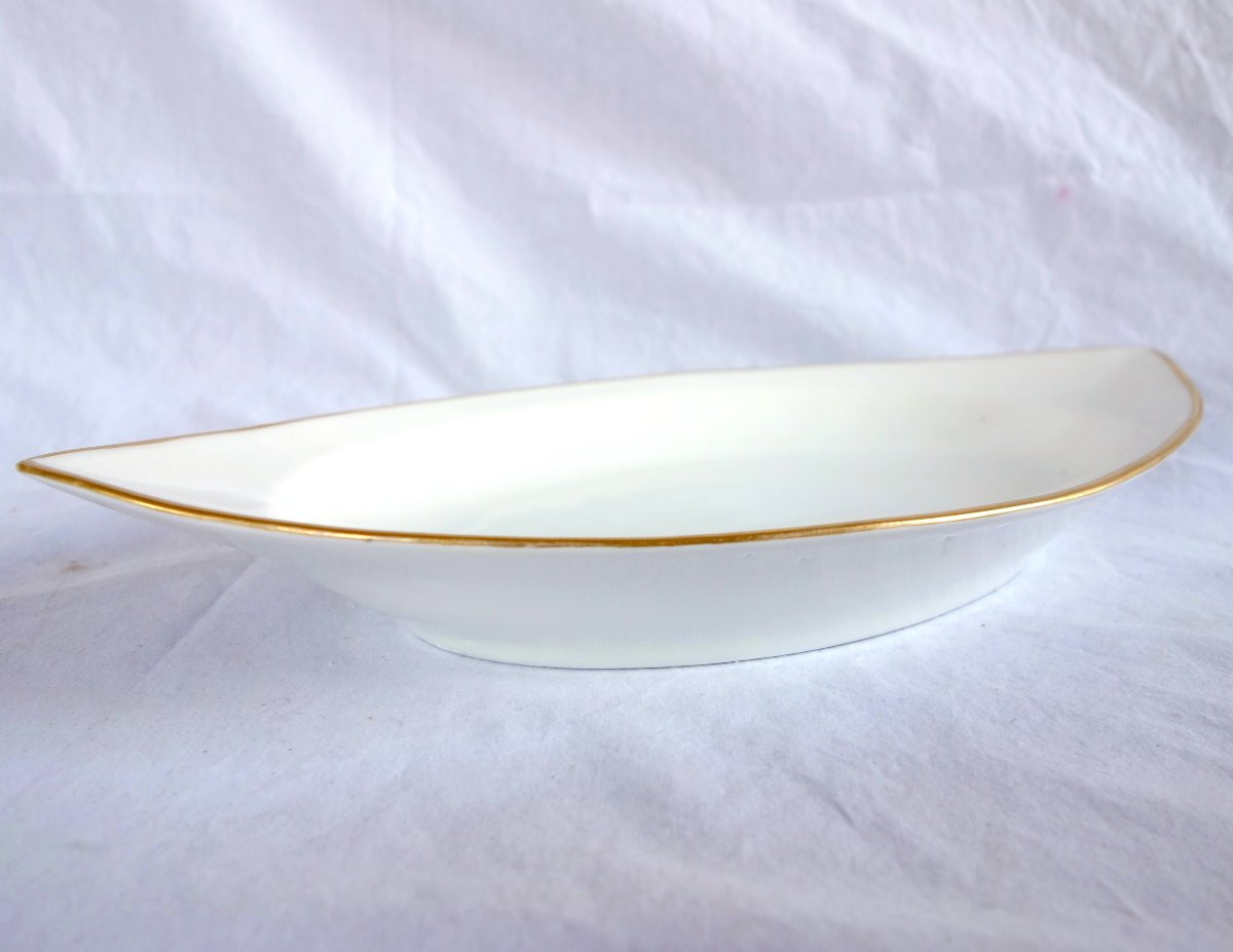   Nast : Pair Of Empire Porcelain Navette-shaped Dishes Enhanced With Fine Gold - Early 19th-photo-2
