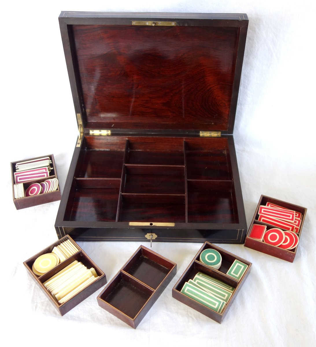 French Gambling Marquetry Box, Napoleon III Period - 19th Century-photo-7