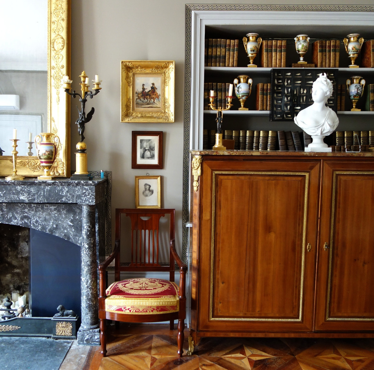 Gravure Portrait de Madame de Lamballe, souvenir historique royaliste dans son cadre bois doré-photo-3